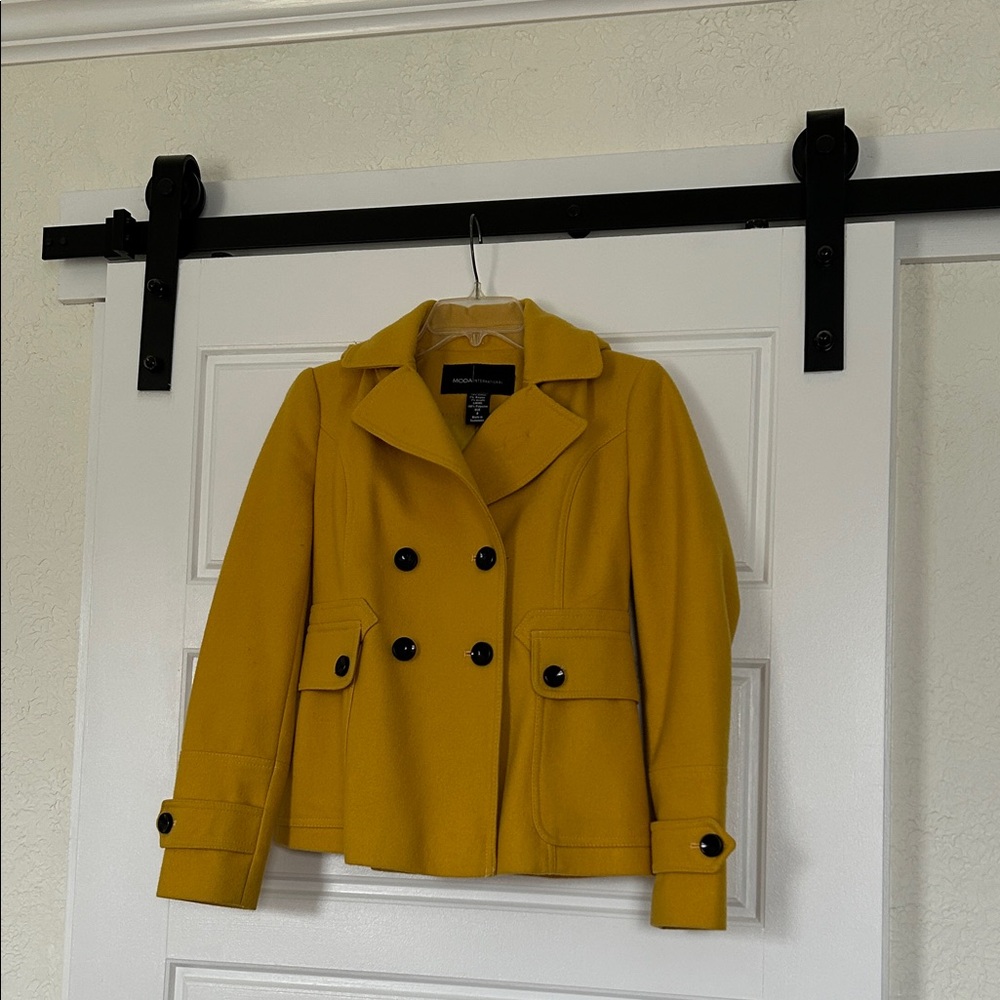 Moda International Mustard Double-Breasted Peacoat